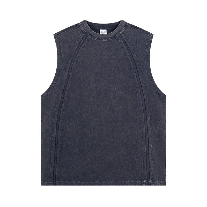 Distressed Washed Vest For Men American Streetwear Retro Style