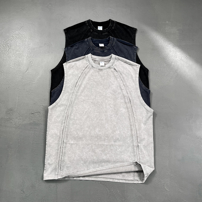 Distressed Washed Vest For Men American Streetwear Retro Style