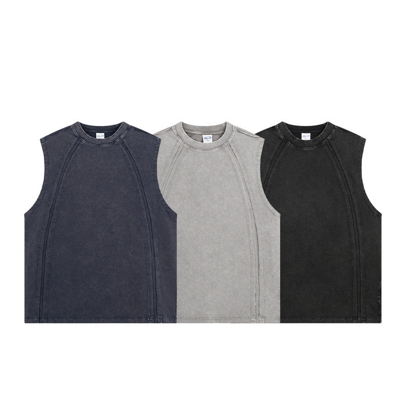 Distressed Washed Vest For Men American Streetwear Retro Style