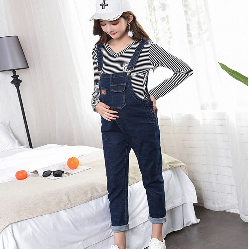 Pregnant Women Plus Velvet Thick Autumn And Winter Bib Pants, Trendy Mothers Wear Loose Outside